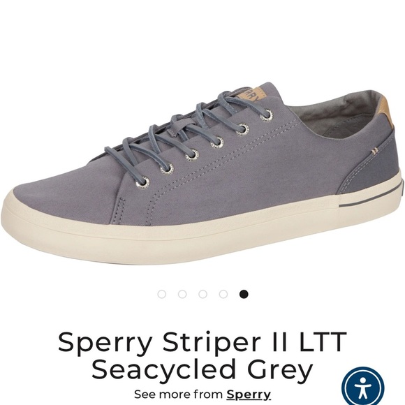 Sperry Shoes Men's size 13 Striper 2 SeaCycled Grey Boatshoes Lace Up Gray Water - Picture 2 of 9
